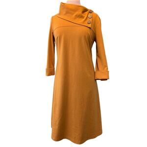 J’Adore Mustard Yellow Knit Pencil Dress Long Sleeve Knee Length Womens L